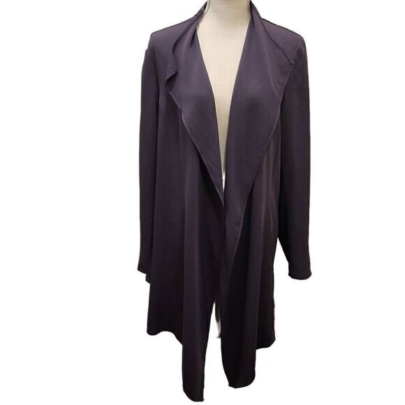Anne Klein Womens Nantucket Grey Long Sleeve Open Front Drape Jacket Size XL NWT - Picture 1 of 7